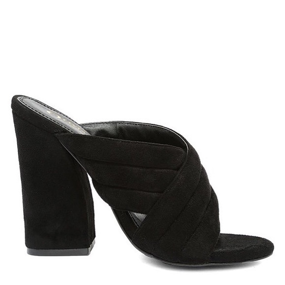 Lulus Shoes - Faux Suede Crossover Strap High Heel Mules, 8